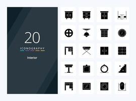 20 Interior Solid Glyph icon for presentation vector