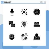 Solid Glyph Pack of 9 Universal Symbols of education comment connection chat navigation Editable Vector Design Elements