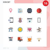 Group of 16 Modern Flat Colors Set for location rotate growth income hard ball Editable Pack of Creative Vector Design Elements