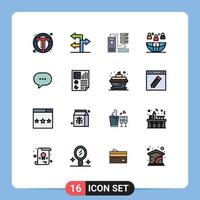 conjunto de 16 iconos de interfaz de usuario modernos signos de símbolos para subcontratar combinación internacional información global elementos de diseño de vectores creativos editables