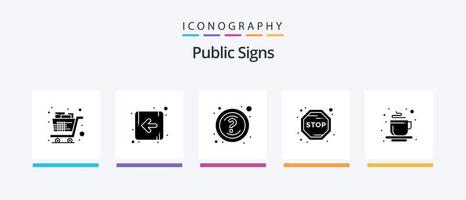 Public Signs Glyph 5 Icon Pack Including tea. cup. help. stop. board. Creative Icons Design vector