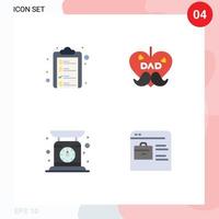 4 Universal Flat Icon Signs Symbols of check list machine money fathers day weighing Editable Vector Design Elements