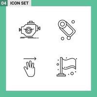 Set of 4 Commercial Filledline Flat Colors pack for engine hand motor bath up Editable Vector Design Elements