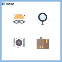 Mobile Interface Flat Icon Set of 4 Pictograms of goggles dinner cosmetics wedding barcode Editable Vector Design Elements