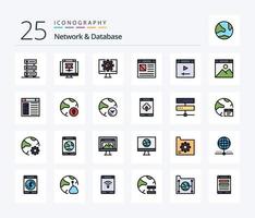 Network And Database 25 Line Filled icon pack including page. app. online. online vector