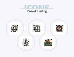 paquete de iconos lleno de línea de crowdfunding 5 diseño de iconos. recaudación de fondos. objetivo. bitcoin objetivo. financiero vector