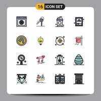 Universal Icon Symbols Group of 16 Modern Flat Color Filled Lines of navigation arrow room night gift Editable Creative Vector Design Elements