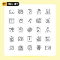 25 Thematic Vector Lines and Editable Symbols of layout tights halloween clothes bag Editable Vector Design Elements