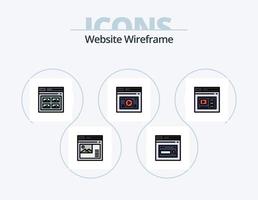 Website Wireframe Line Filled Icon Pack 5 Icon Design. website. page. website. internet. website vector
