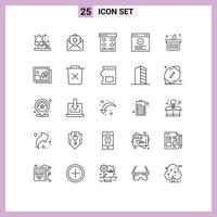 Set of 25 Vector Lines on Grid for frame online shopping eye shadow cart internet Editable Vector Design Elements