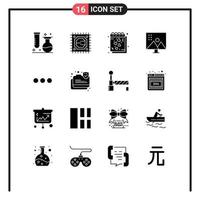 Pictogram Set of 16 Simple Solid Glyphs of photo retouching modify photographs date image editing romantic Editable Vector Design Elements