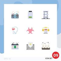 Set of 9 Modern UI Icons Symbols Signs for solution mind data logical storage Editable Vector Design Elements