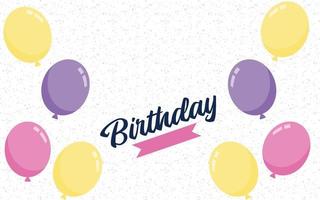 Happy Birthday lettering text banner with balloon Background vector