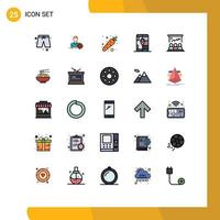 Pictogram Set of 25 Simple Filled line Flat Colors of team board food presentation location Editable Vector Design Elements