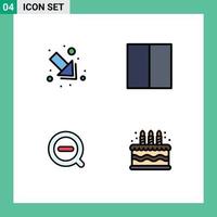 4 Thematic Vector Filledline Flat Colors and Editable Symbols of arrow remove grid workspace birthday Editable Vector Design Elements