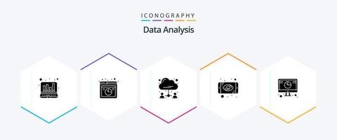 Data Analysis 25 Glyph icon pack including database. analysis. business. monitoring. business vector