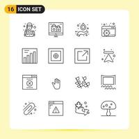 16 User Interface Outline Pack of modern Signs and Symbols of finance analytics holiday seo configure Editable Vector Design Elements