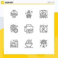 Set of 9 Modern UI Icons Symbols Signs for gadget computers easel world news international Editable Vector Design Elements