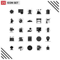 25 User Interface Solid Glyph Pack of modern Signs and Symbols of check list goal hardware flag scientist Editable Vector Design Elements