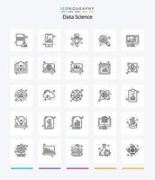 Creative Data Science 25 OutLine icon pack  Such As search. graph. smartphone. analysis. filter vector