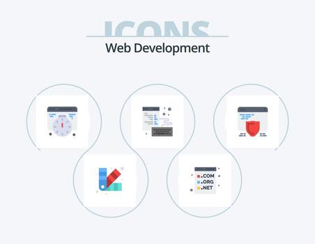 desarrollo web paquete de iconos planos 5 diseño de iconos. SEO página. programación. desarrollo. navegador vector