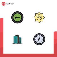 Filledline Flat Color Pack of 4 Universal Symbols of application architecture interface sticker business Editable Vector Design Elements