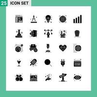 Group of 25 Solid Glyphs Signs and Symbols for signal analytic excellent idea focus strategy Editable Vector Design Elements