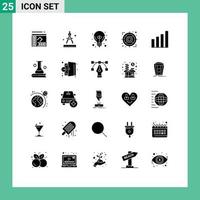 Group of 25 Solid Glyphs Signs and Symbols for signal analytic excellent idea focus strategy Editable Vector Design Elements