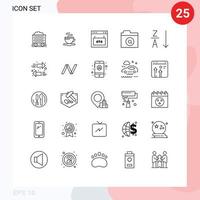 Modern Set of 25 Lines Pictograph of order find browser folder seo Editable Vector Design Elements