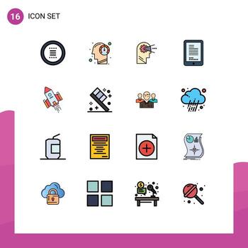 User Interface Pack of 16 Basic Flat Color Filled Lines of cell coding mind mobile mind Editable Creative Vector Design Elements