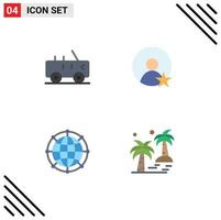 Mobile Interface Flat Icon Set of 4 Pictograms of hummer network rating data date Editable Vector Design Elements