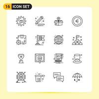 Set of 16 Commercial Outlines pack for configuration sign box euro bulb Editable Vector Design Elements