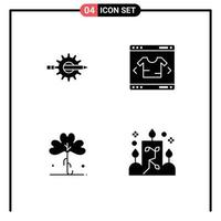 Set of 4 Vector Solid Glyphs on Grid for content shopping development business green Editable Vector Design Elements