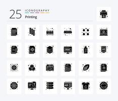 Printing 25 Solid Glyph icon pack including drop. water. bottle. drop. colors vector