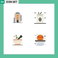 4 Universal Flat Icons Set for Web and Mobile Applications building medical hostel drinks soup Editable Vector Design Elements