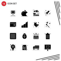 16 User Interface Solid Glyph Pack of modern Signs and Symbols of architecture wallet industry money left Editable Vector Design Elements