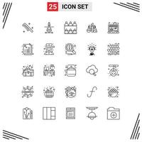 Set of 25 Modern UI Icons Symbols Signs for shop app conference science dope Editable Vector Design Elements