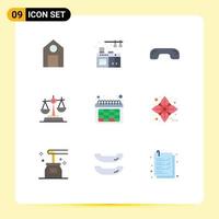 Universal Icon Symbols Group of 9 Modern Flat Colors of date baluance hang law gdpr Editable Vector Design Elements