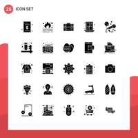 Set of 25 Vector Solid Glyphs on Grid for interior portfolio pollution marketing case Editable Vector Design Elements