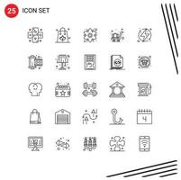 25 Thematic Vector Lines and Editable Symbols of ecologic trolley thanksgiving luggage plant Editable Vector Design Elements