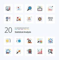 20 Statistical Analysis Flat Color icon Pack like data analysis online evaluation analysis data management report vector