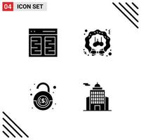 Editable Vector Line Pack of 4 Simple Solid Glyphs of columns season interface decoration financial Editable Vector Design Elements