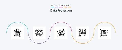 paquete de iconos de la línea 5 de protección de datos que incluye . seguridad. seguridad. imprimir. delito vector