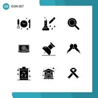 Modern Set of 9 Solid Glyphs and symbols such as moustache marker expanded presentation monitor Editable Vector Design Elements