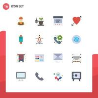 Universal Icon Symbols Group of 16 Modern Flat Colors of worker interface engineer hobbies user Editable Pack of Creative Vector Design Elements