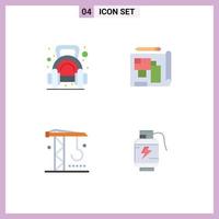 Modern Set of 4 Flat Icons and symbols such as exercise construction dumbbell blueprint machinery Editable Vector Design Elements