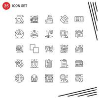 Group of 25 Lines Signs and Symbols for transport railroad logistic stationary education Editable Vector Design Elements