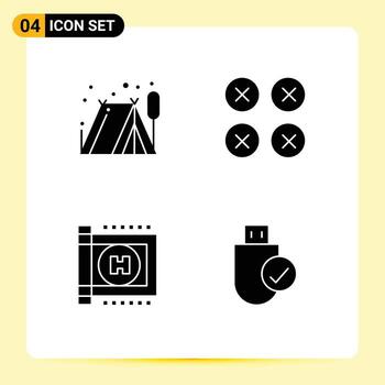 Universal Icon Symbols Group of Modern Solid Glyphs of camping hospital abstract ui computers Editable Vector Design Elements