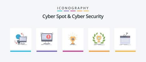 Cyber Spot And Cyber Security Flat 5 Icon Pack Including login. fraud. computer. victory. prize. Creative Icons Design