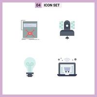 Pack of 4 Modern Flat Icons Signs and Symbols for Web Print Media such as marketing telecommunication web broadcast creative Editable Vector Design Elements